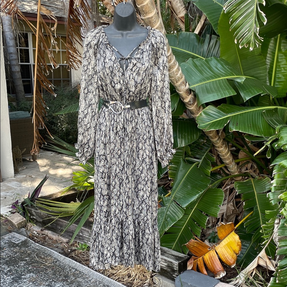 Zara snake print dress with gold thread